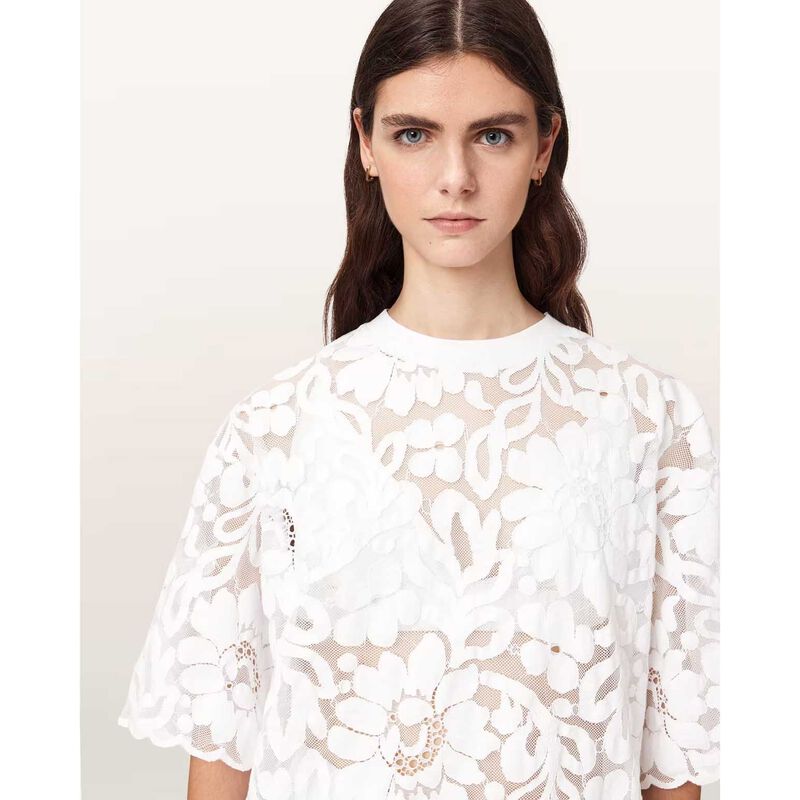 AllSaints Amelie Oversized Lace Tee image number 2